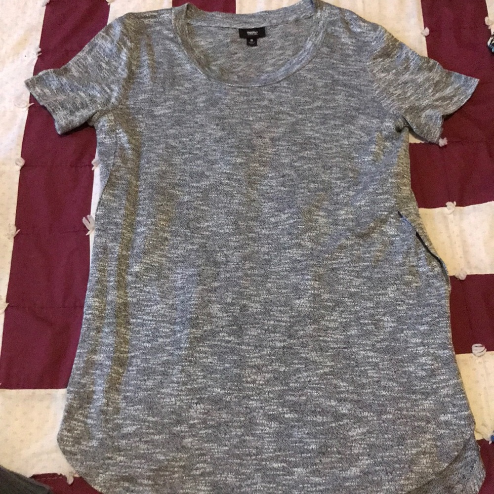 Black and white heathered sweater material top